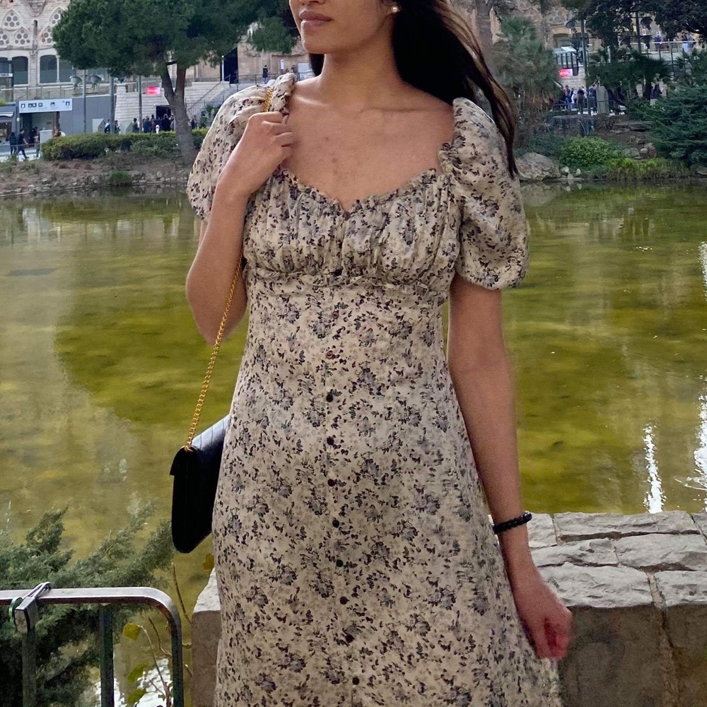 Zara Puff Sleeve Slit Dress